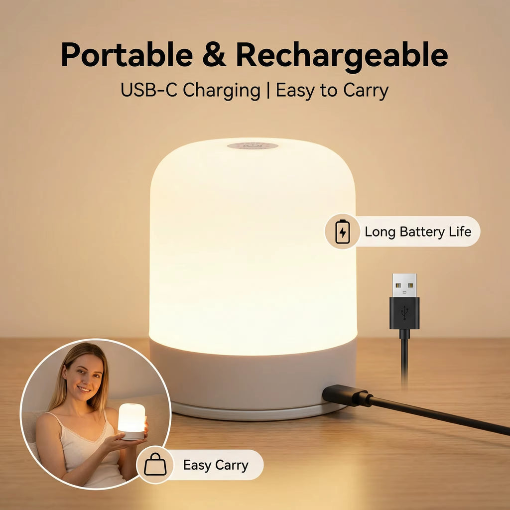 LED Eye Protection Soft Light Night Light Touch Control Rechargeable Battery Outdoor Home Dual-Use Bedroom Sleep Light Gift