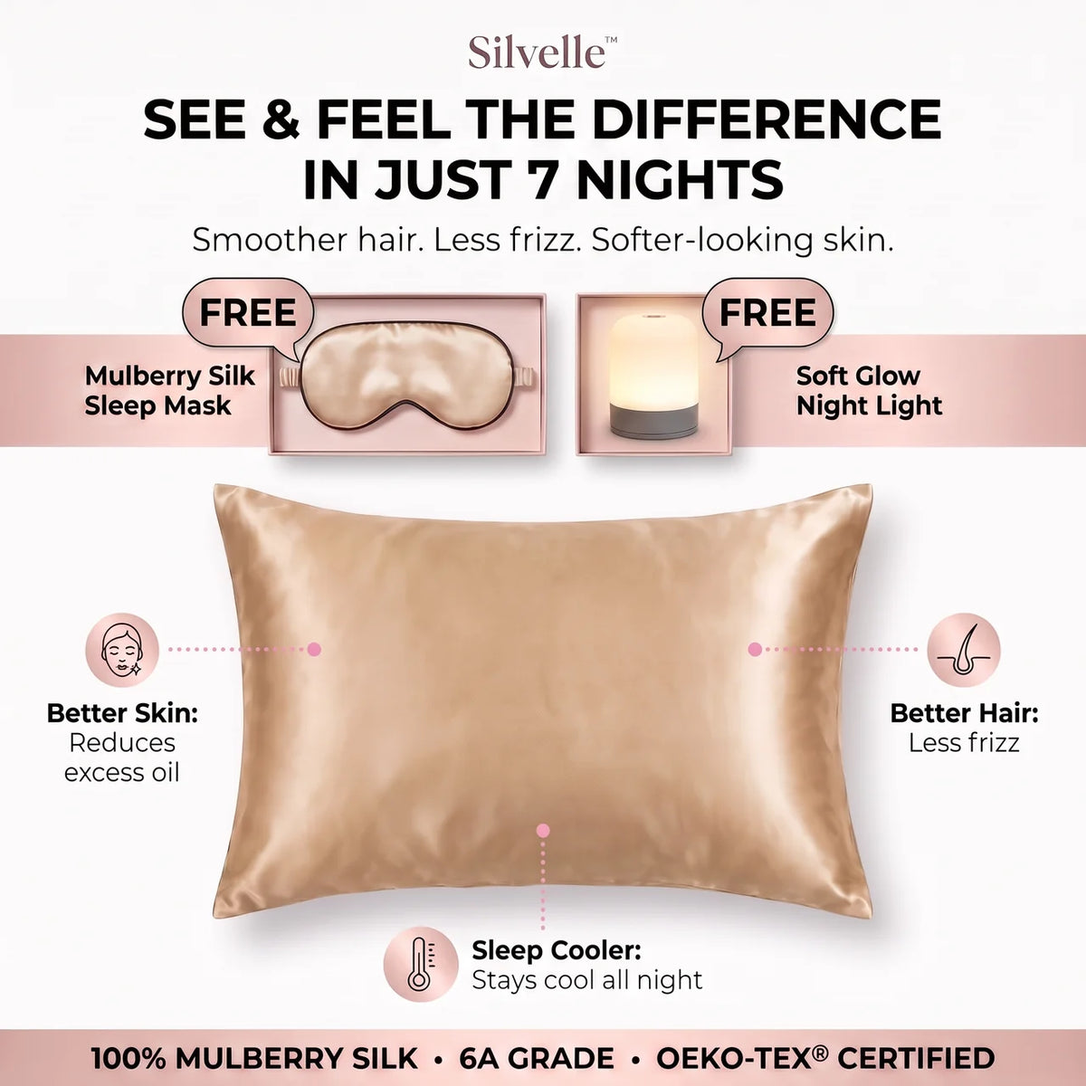 Silvelle™ Pure Silk Pillowcase